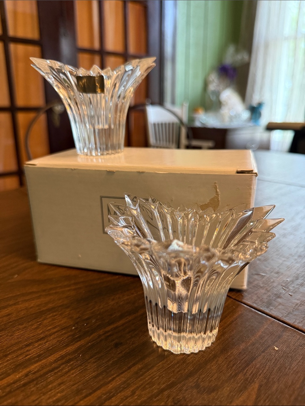 Vintage Mikasa clear crystal candle holders - “Dante" pattern